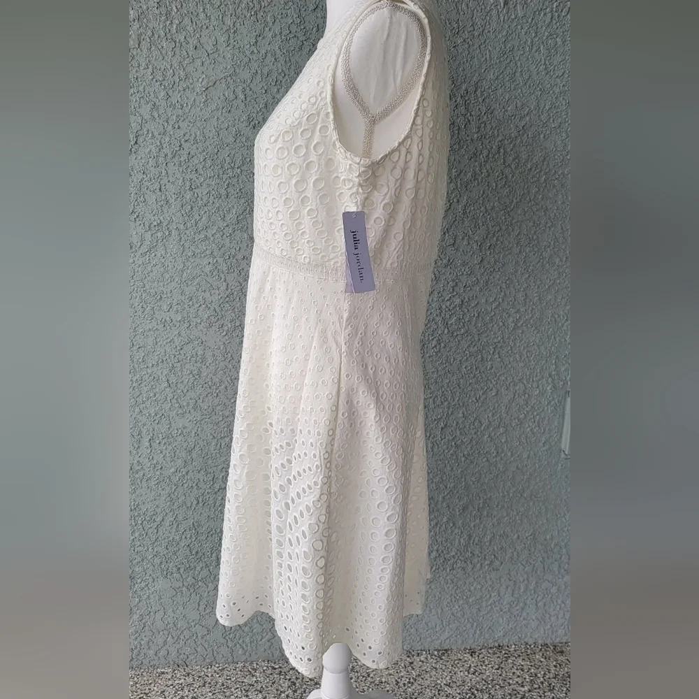 Julia Jordan White Eyelet Dress Sleeveless Fit & Flare Women’s Size 6 - Picture 4 of 10